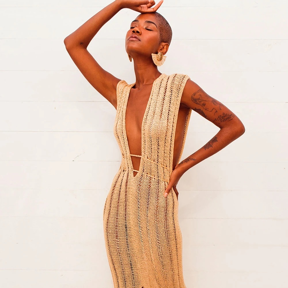 MERMAID GOLD KNIT BEACH DRESS - SEREIA BRASIL